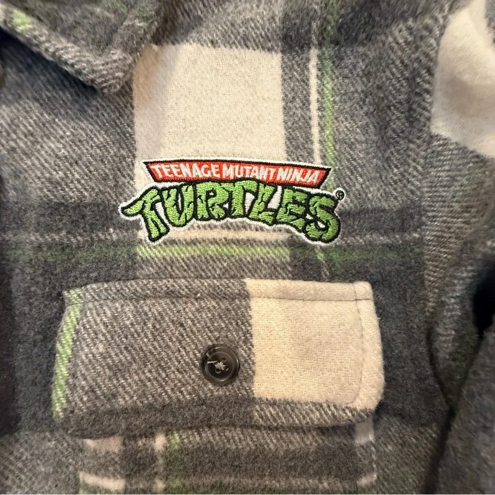 Boys' Teenage Mutant Ninja Turtles Shacket - Green/Charcoal Gray size S 6/7
